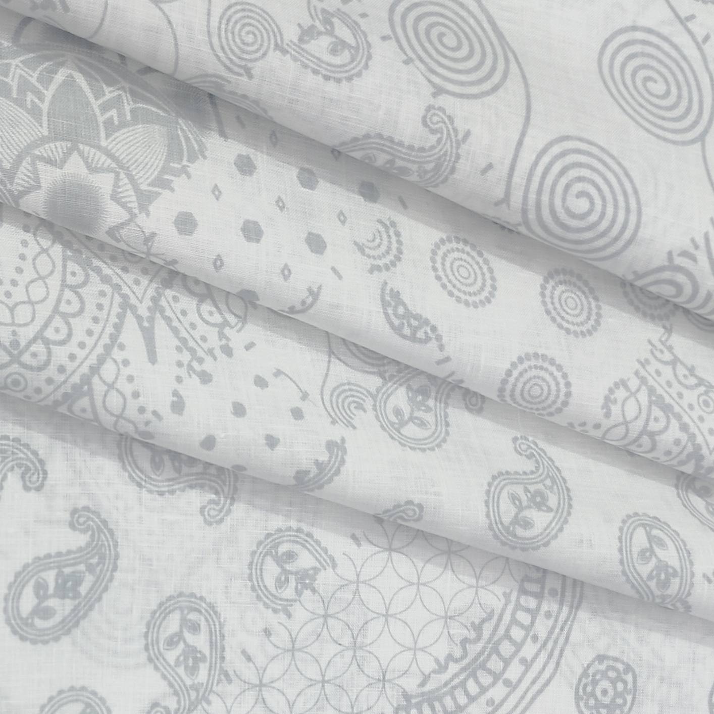 Shirt Fabric Linen Club Pure Linen Printed Colour Light Grey N White